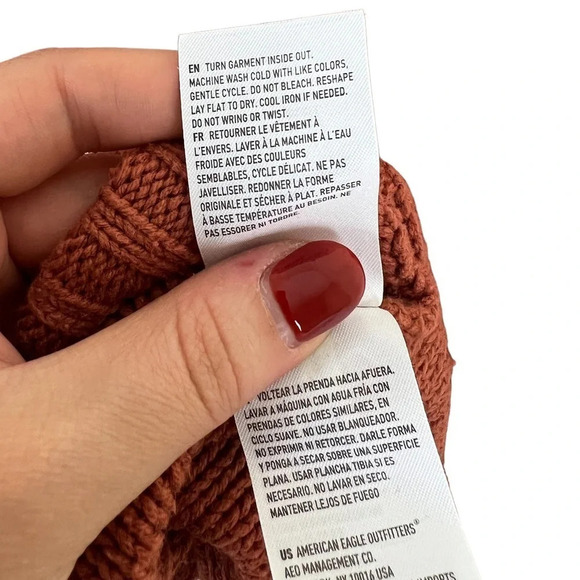 AEO • Orange Striped Knit Cardigan - Picture 7 of 8